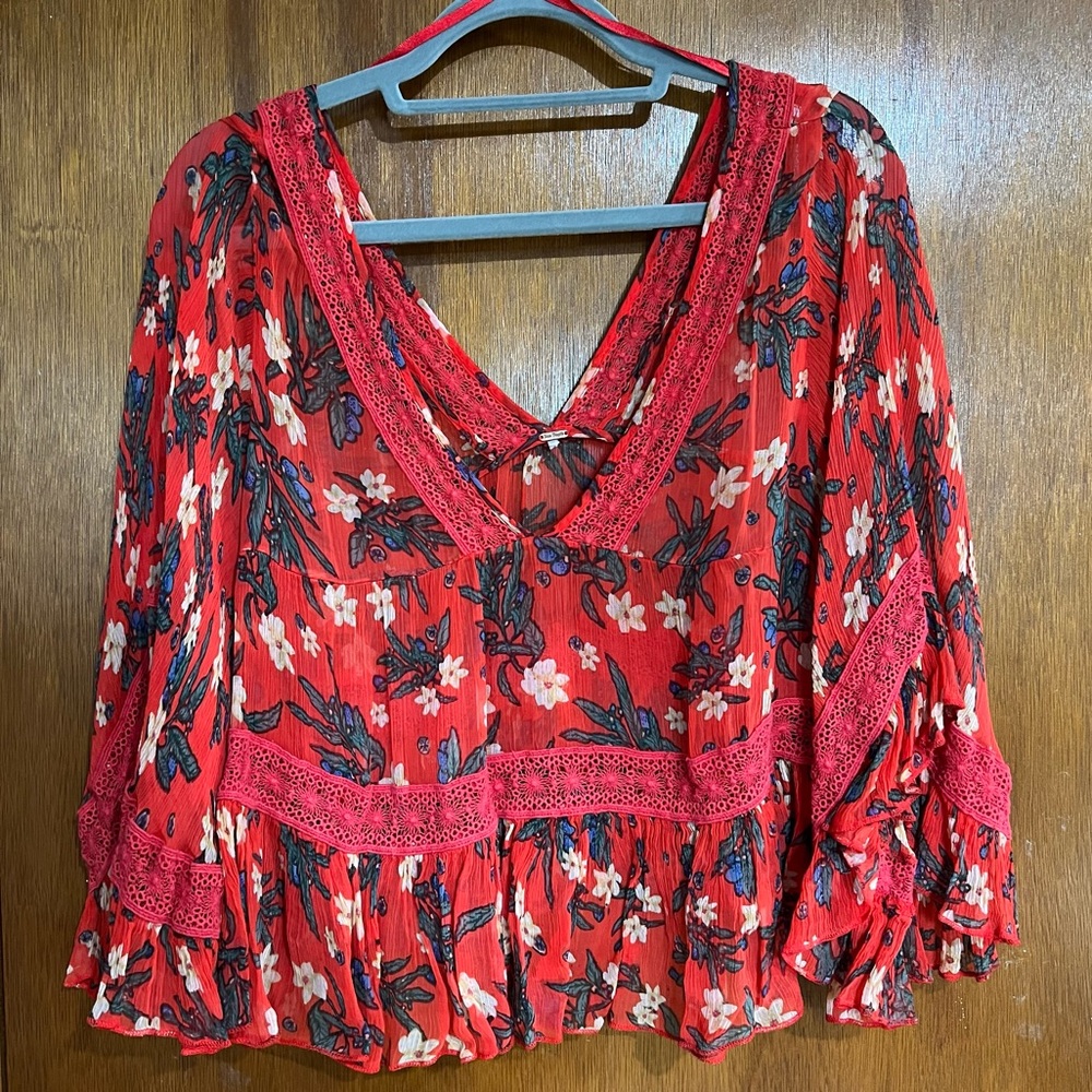 Free People Red Blouse